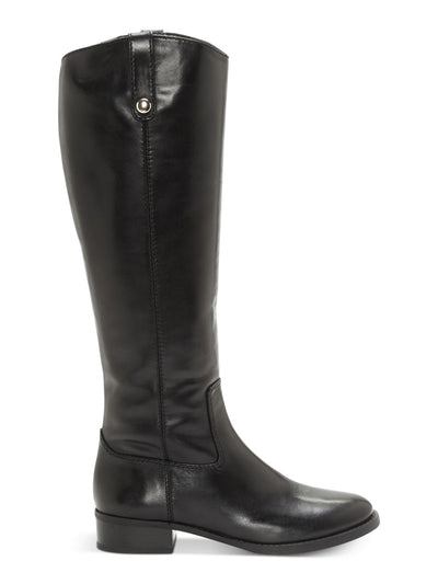 INC Womens Black Fawne Round Toe Stacked Heel Zip-Up Leather Riding Boot 5.5