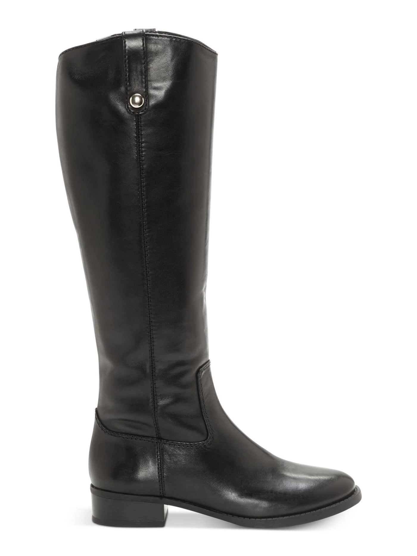 INC Womens Black Fawne Round Toe Stacked Heel Zip-Up Leather Riding Boot 6.5
