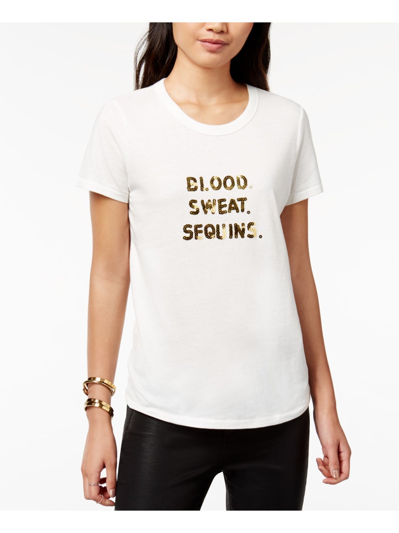 BOW & DRAPE Womens White Short Sleeve Crew Neck T-Shirt Size: L