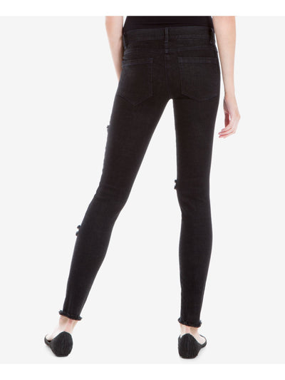 MAX STUDIO Womens Black Frayed Skinny Jeans 25