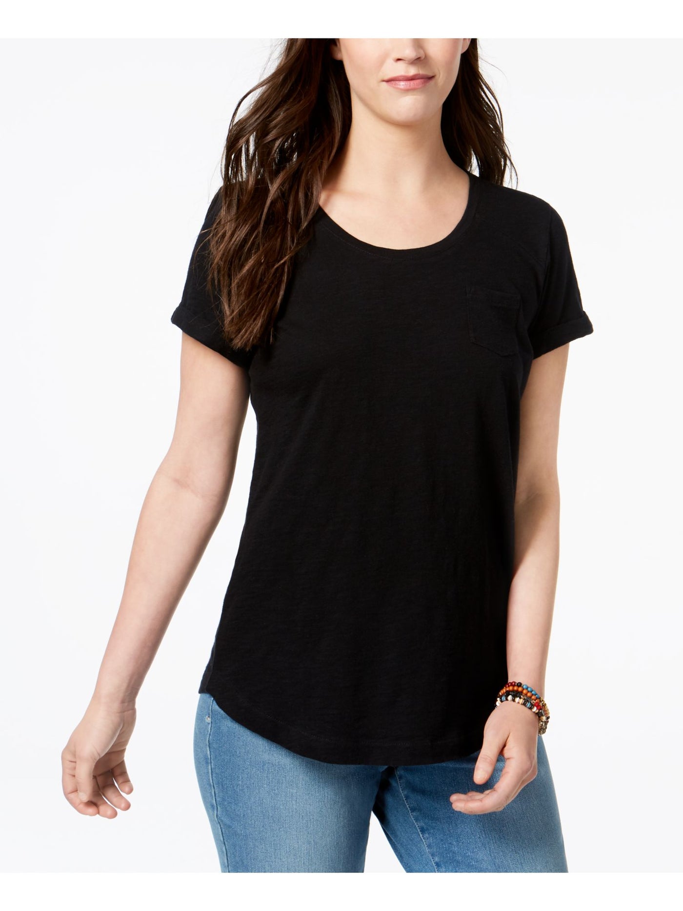 STYLE & COMPANY Womens Black Short Sleeve Crew Neck T-Shirt S