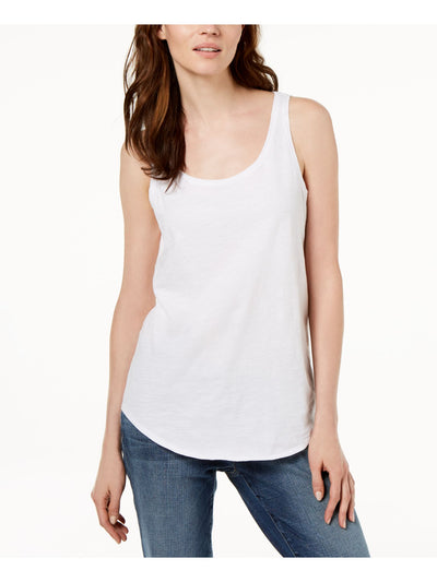 EILEEN FISHER Womens White Sleeveless Scoop Neck Top XS\TP