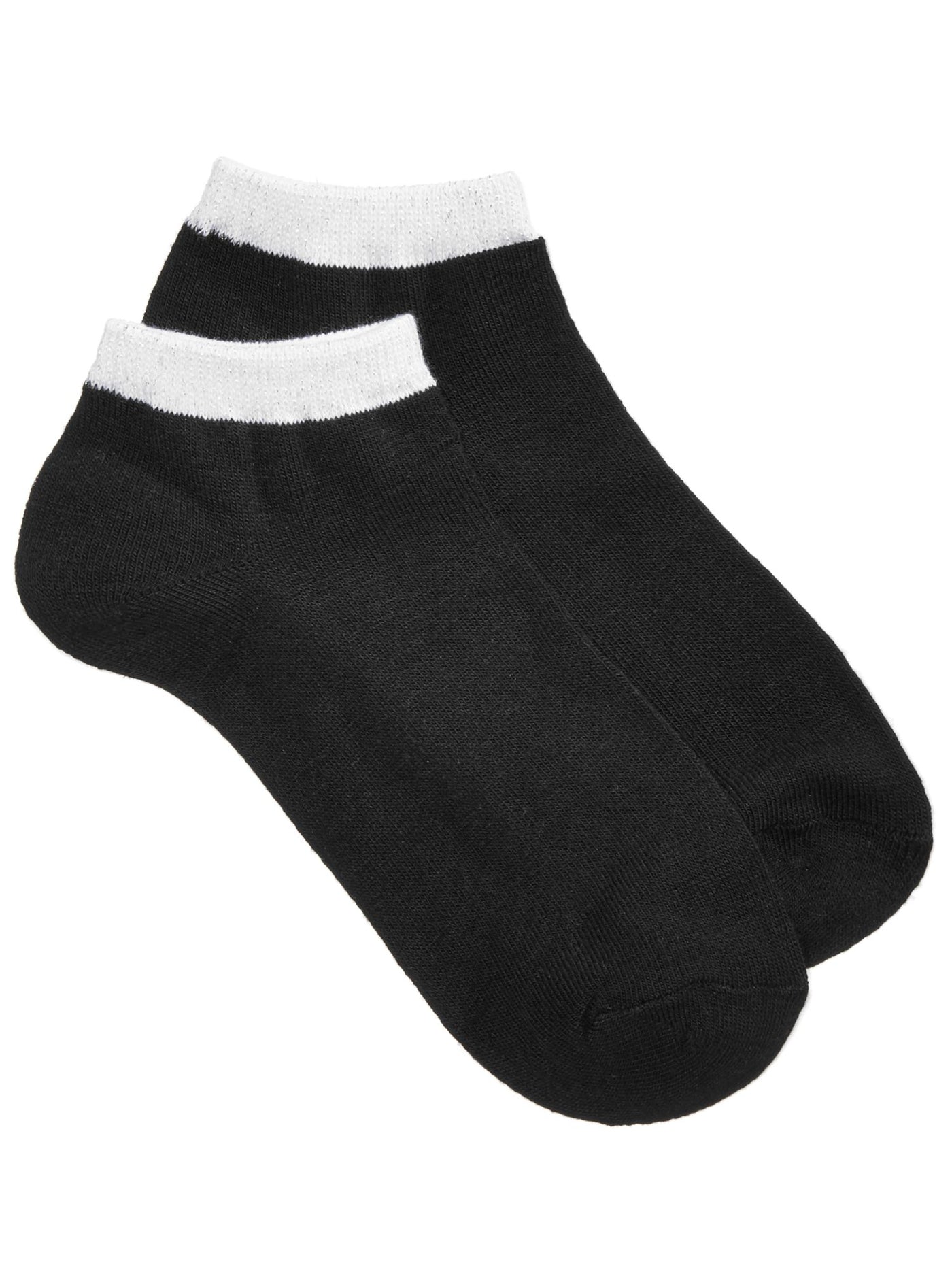 INC Womens Black Solid Contrast Trim Metallic Knit Ribbed Casual Ankle Socks