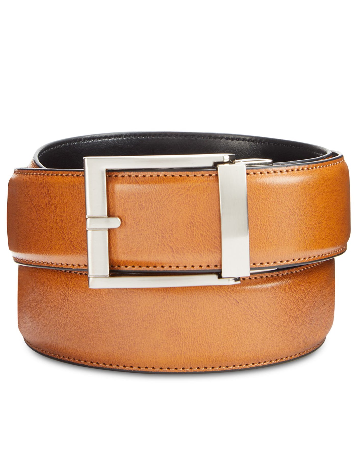 THE GIFT Mens Brown Faux Leather Casual Belt 48