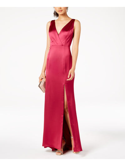 ADRIANNA PAPELL Womens Pink Slitted Darted V Neck Full-Length Prom Empire Waist Dress 0