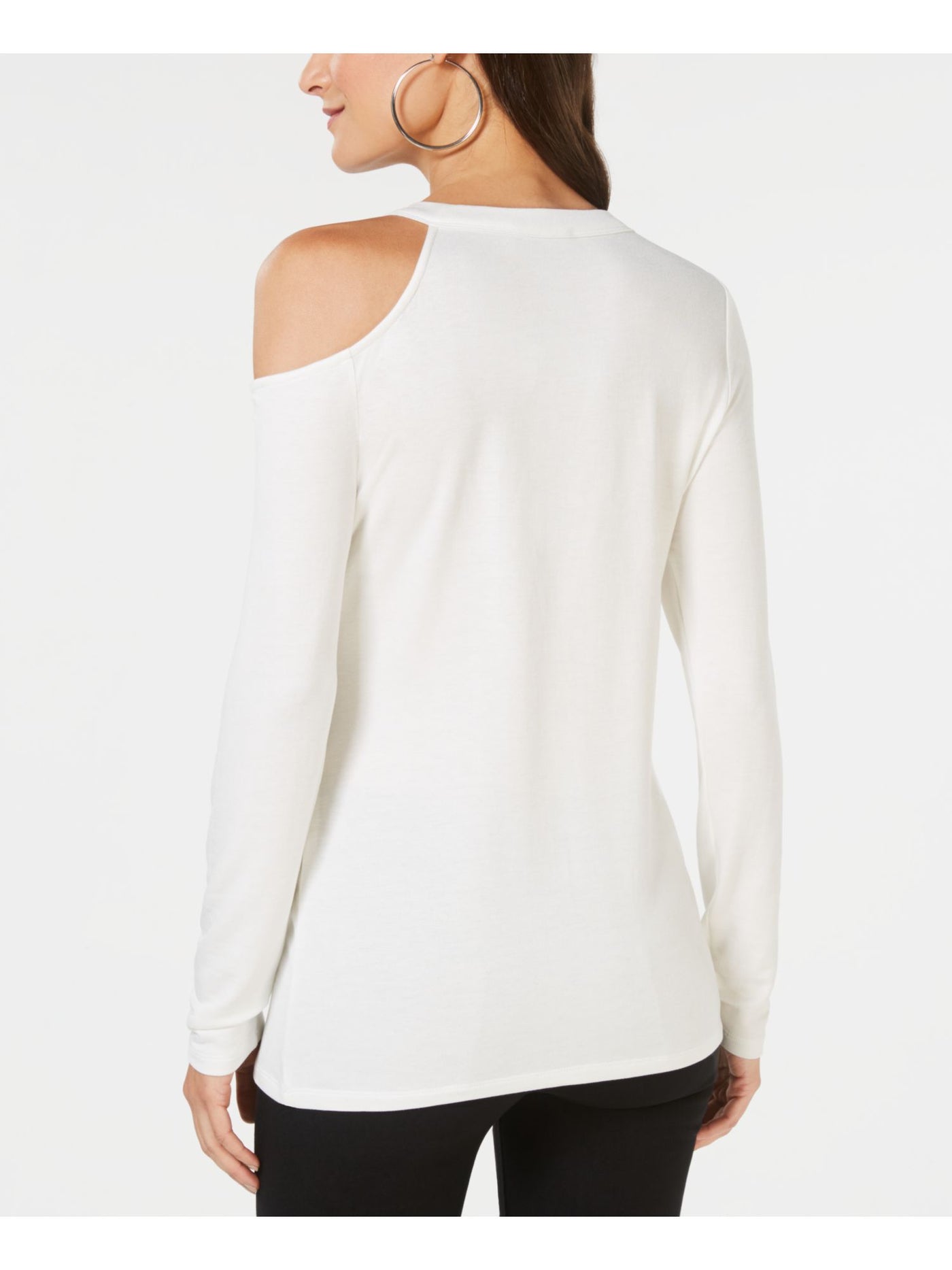 INC Womens White Cut Out Long Sleeve Crew Neck Top Size: S