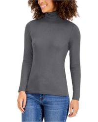 STYLE & COMPANY Womens Gray Heather Long Sleeve Turtle Neck Top Size: L